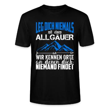 Allgäuer Berge Allgäu Bayern Spruch Geschenkidee - Stanley/Stella Unisex Bio-T-Shirt CRAFTER - Schwarz - Vorne - Alina (178cm) & Michal (187cm)