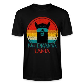 No Drama Lama | retro Lama Geschenk - Stanley/Stella Unisex Bio-T-Shirt CRAFTER - Schwarz - Vorne - Alina (178cm) & Michal (187cm)