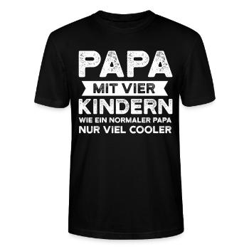 Papa 4 Kinder Papas Geschenk - Stanley/Stella Unisex Bio-T-Shirt CRAFTER - Schwarz - Vorne - Alina (178cm) & Michal (187cm)