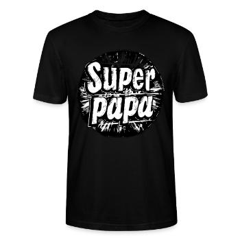 super papa - T-shirt bio CRAFTER Stanley Stella Unisexe - noir - Devant - Alina (178cm) & Michal (187cm)