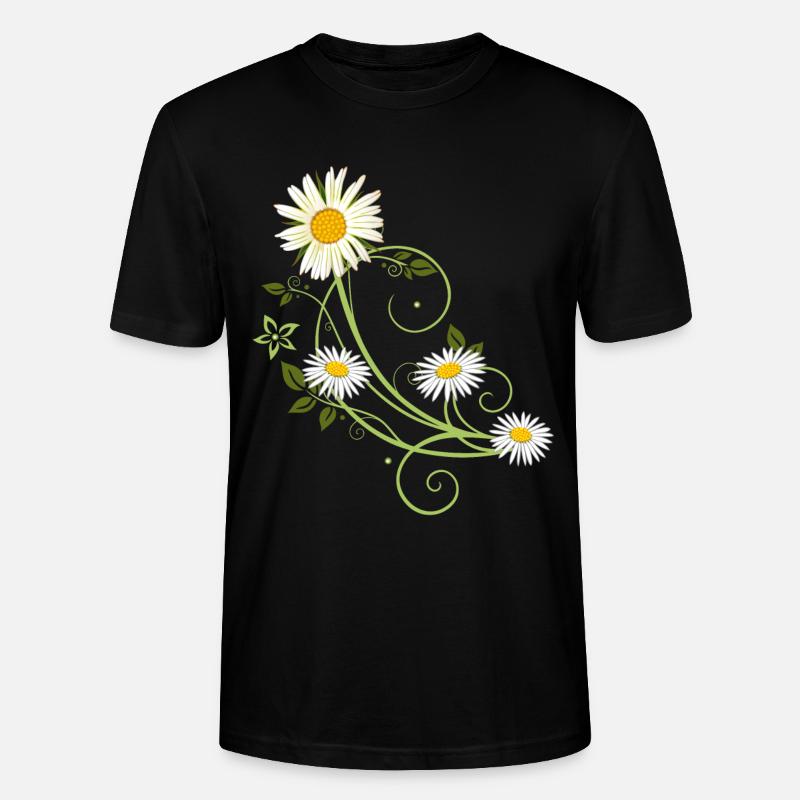 Ranke mit Margerite und Gänseblümchen - Stanley/Stella Unisex Bio-T-Shirt CRAFTER - Schwarz