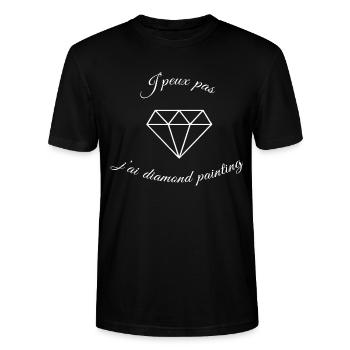 j'peux pas j'ai diamond painting - T-shirt bio CRAFTER Stanley Stella Unisexe - noir - Devant - Alina (178cm) & Michal (187cm)