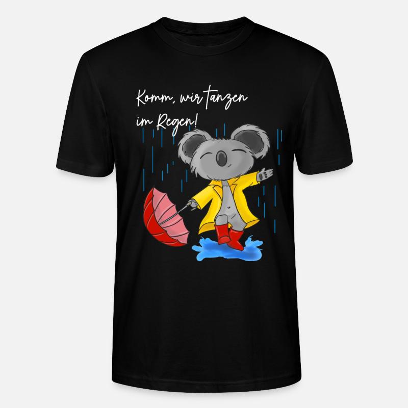 Niedlicher Koala mit Regenschirm - Stanley/Stella Unisex Bio-T-Shirt CRAFTER - Schwarz
