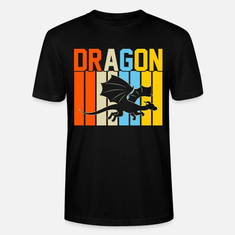 Drache Retro-Design Drache Geschenk - Stanley/Stella Unisex Bio-T-Shirt CRAFTER - Schwarz