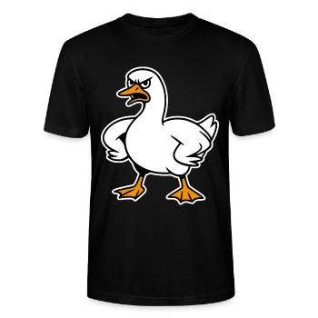 Lustige wütende Gans - Stanley/Stella Unisex Bio-T-Shirt CRAFTER - Schwarz - Vorne - Alina (178cm) & Michal (187cm)