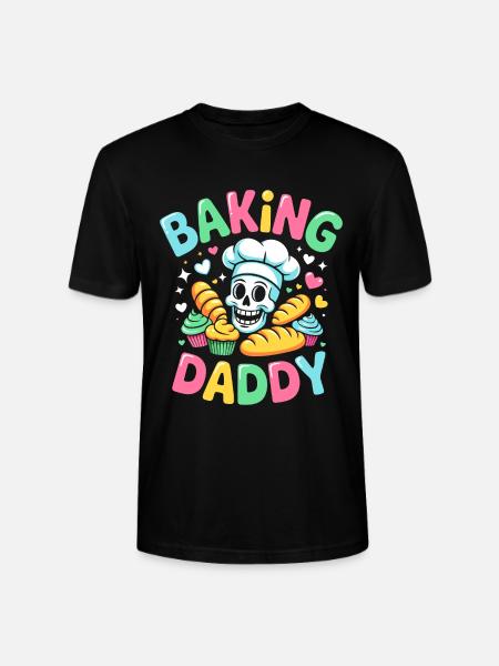 Baking Daddy Cooking Skull - Stanley/Stella CRAFTER Unisex Organic T-Shirt - black