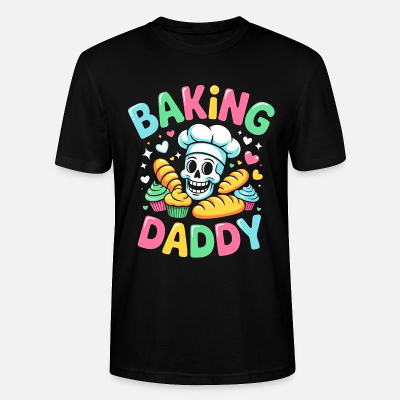 Baking Daddy Cooking Skull - Stanley/Stella CRAFTER Unisex Organic T-Shirt - black