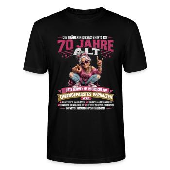 Lustiges 70 Geburtstag Funshirt Oma Geschenk Humor - Stanley/Stella Unisex Bio-T-Shirt CRAFTER - Schwarz - Vorne - Alina (178cm) & Michal (187cm)