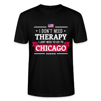 CHICAGO ILLINOIS THERAPY USA VOYAGE CADEAU - T-shirt bio CRAFTER Stanley Stella Unisexe - noir - Devant - Alina (178cm) & Michal (187cm)