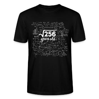 SQUARE ROOT 256 = 16 YEARS OLD MATH BIRTHDAY GIFT - Stanley/Stella Unisex Bio-T-Shirt CRAFTER - Schwarz - Vorne - Alina (178cm) & Michal (187cm)