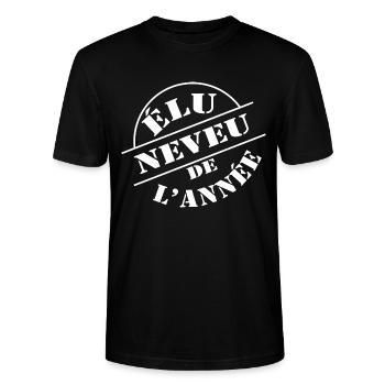 élu neveu de l année - cadeau neveu - T-shirt bio CRAFTER Stanley Stella Unisexe - noir - Devant - Alina (178cm) & Michal (187cm)