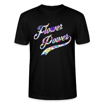 Blumen Power Hippie Sixties Floral Flower - Stanley/Stella Unisex Bio-T-Shirt CRAFTER - Schwarz - Vorne - Alina (178cm) & Michal (187cm)