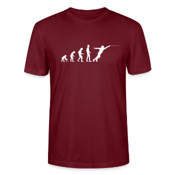 fencing fencing shirt gift evolution gift dege - Stanley/Stella CRAFTER Unisex Organic T-Shirt - burgundy - Front - Alina (178cm) & Michal (187cm)