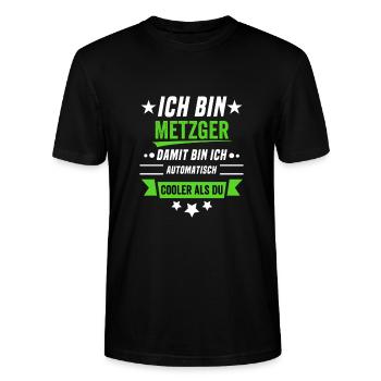 Cooler als du - ich bin Metzger - Stanley/Stella Unisex Bio-T-Shirt CRAFTER - Schwarz - Vorne - Alina (178cm) & Michal (187cm)