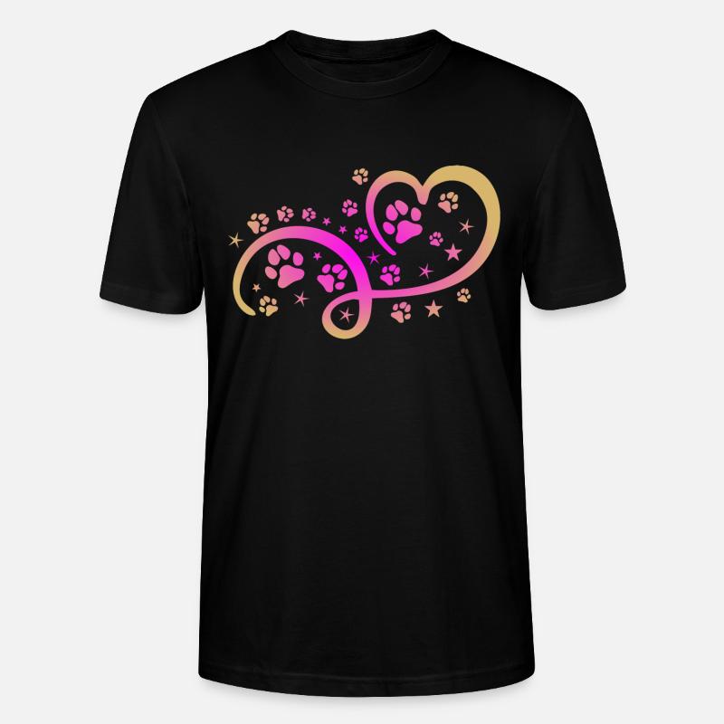 Herz mit Pfötchen und Sternen - Stanley/Stella Unisex Bio-T-Shirt CRAFTER - Schwarz