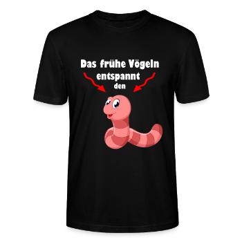 Le lève-tôt détend le ver - T-shirt bio CRAFTER Stanley Stella Unisexe - noir - Devant - Alina (178cm) & Michal (187cm)