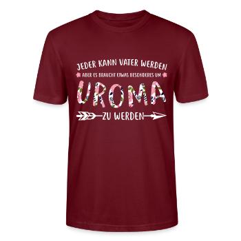Uroma Familie Urgroßmutter Geschenk - Stanley/Stella Unisex Bio-T-Shirt CRAFTER - Burgunderrot - Vorne - Alina (178cm) & Michal (187cm)