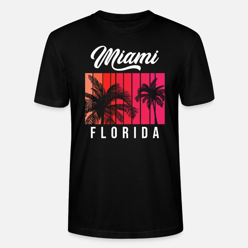 Miami Florida Retro Sunset - T-shirt bio CRAFTER Stanley Stella Unisexe - noir