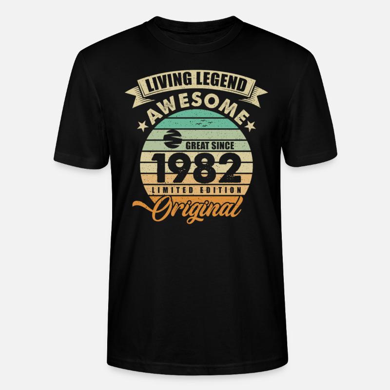 1982 Anniversaire Retro Orginal - T-shirt bio CRAFTER Stanley Stella Unisexe - noir