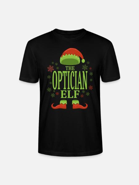 Optician Christmas Elf - Stanley/Stella CRAFTER Unisex Organic T-Shirt - black