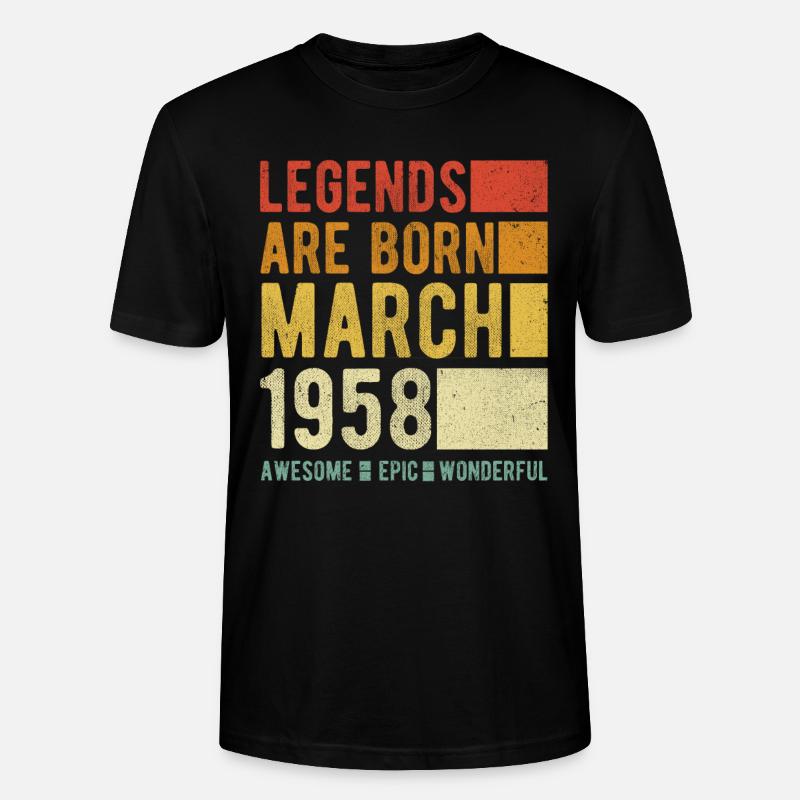 Anniversaire Mars 1958 - T-shirt bio CRAFTER Stanley Stella Unisexe - noir