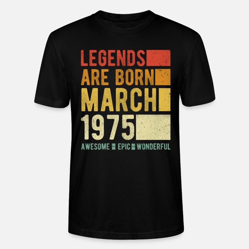 Anniversaire Mars 1975 - T-shirt bio CRAFTER Stanley Stella Unisexe - noir