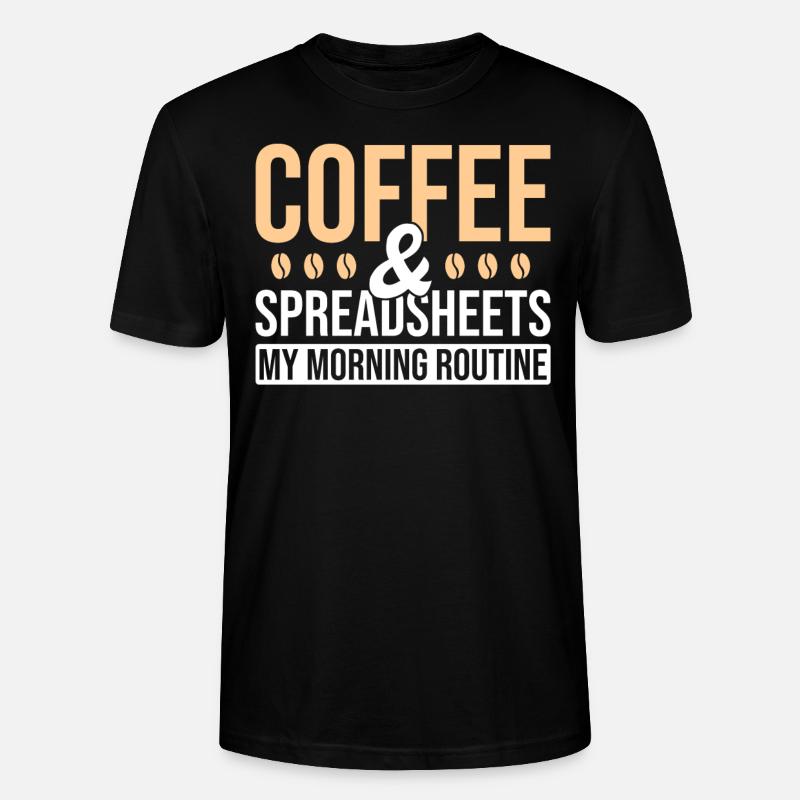 Café de table comptable - T-shirt bio CRAFTER Stanley Stella Unisexe - noir