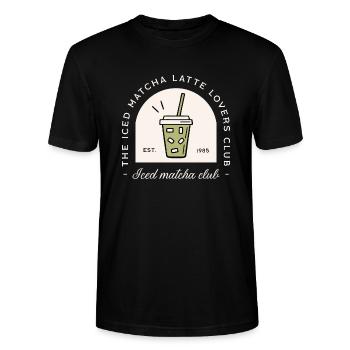 Iced matcha latte boisson japonaise humour - T-shirt bio CRAFTER Stanley Stella Unisexe - noir - Devant - Alina (178cm) & Michal (187cm)