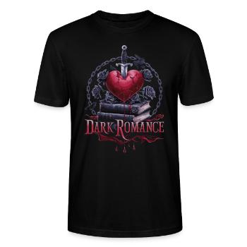Dark Romance Herzschmerz - Blutige Liebe & Bücher - Stanley/Stella Unisex Bio-T-Shirt CRAFTER - Schwarz - Vorne - Alina (178cm) & Michal (187cm)