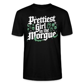 Prettiest Girl – Sarkastisches Gruftie Shirt - Stanley/Stella Unisex Bio-T-Shirt CRAFTER - Schwarz - Vorne - Alina (178cm) & Michal (187cm)