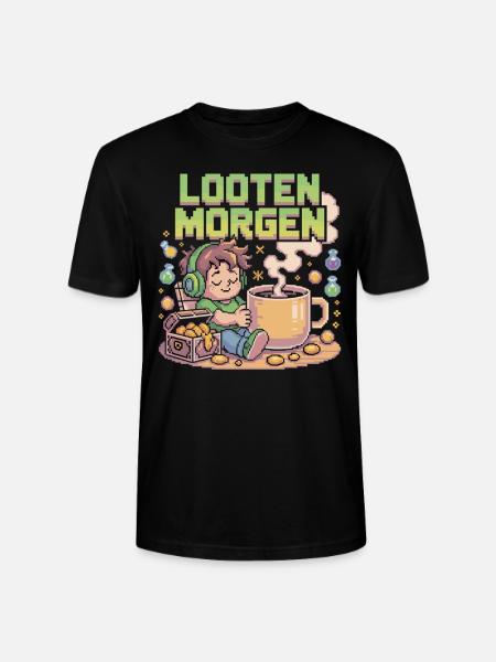 Pixel Coffee and Loot - Stanley/Stella CRAFTER Unisex Organic T-Shirt - black