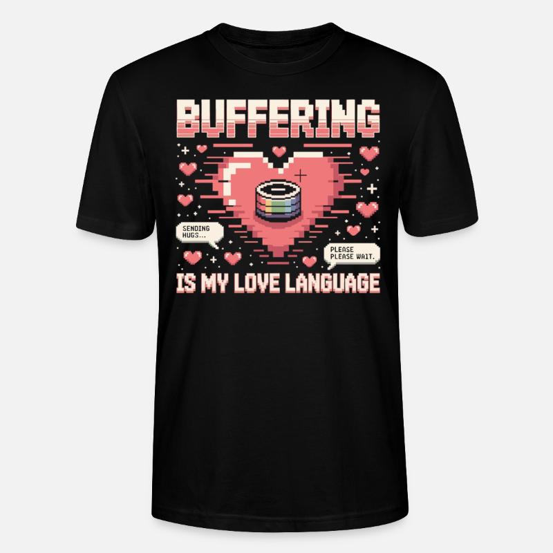 Pixel Heart Loading Bar - Stanley/Stella CRAFTER Unisex Organic T-Shirt - black