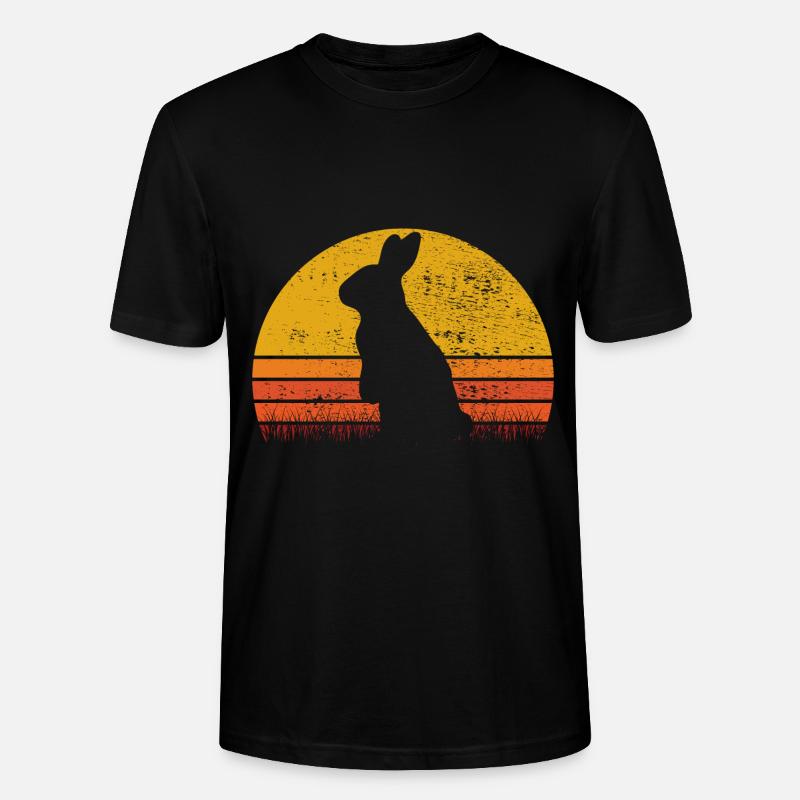 Easter Rabbit Sunset Retro Gift - Stanley/Stella CRAFTER Unisex Organic T-Shirt - black
