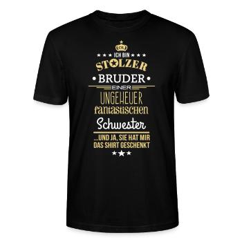 Ungeheuer fantastische Schwester - Bruder / Shirt - Stanley/Stella Unisex Bio-T-Shirt CRAFTER - Schwarz - Vorne - Alina (178cm) & Michal (187cm)