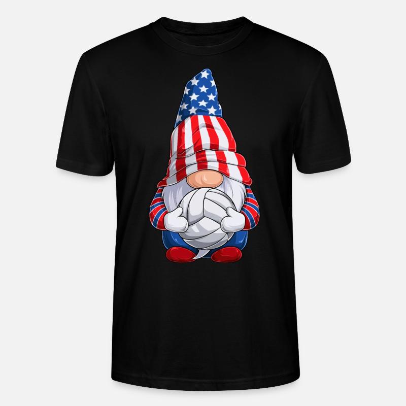 Gnome mit Volleyball oder Beachvolleyball - Stanley/Stella Unisex Bio-T-Shirt CRAFTER - Schwarz