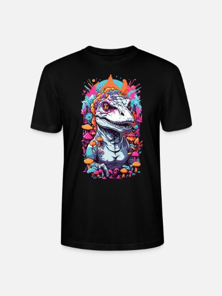 Psychedelischer Dino-Pilz Rave Kunstwerk - Stanley/Stella Unisex Bio-T-Shirt CRAFTER - Schwarz