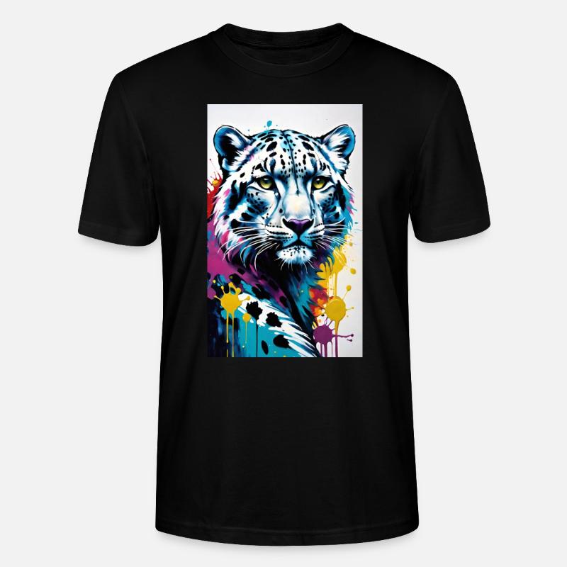 Schneeleopard | Leopard | Raubtier - Stanley/Stella Unisex Bio-T-Shirt CRAFTER - Schwarz