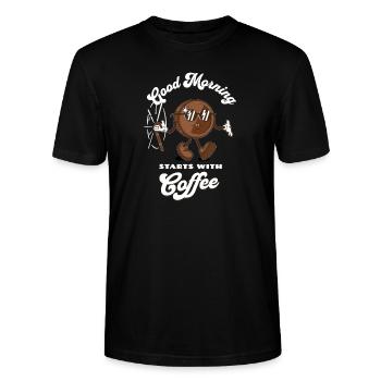 Bonjour café en grains de café spécialité - T-shirt bio CRAFTER Stanley Stella Unisexe - noir - Devant - Alina (178cm) & Michal (187cm)