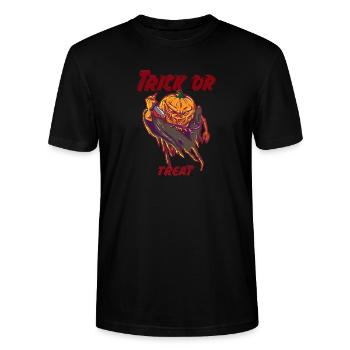Helloween Kürbis Serienkiller - Stanley/Stella Unisex Bio-T-Shirt CRAFTER - Schwarz - Vorne - Alina (178cm) & Michal (187cm)