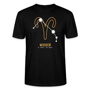 Sternzeichen Illustration Widder - Stanley/Stella Unisex Bio-T-Shirt CRAFTER - Schwarz - Vorne - Alina (178cm) & Michal (187cm)