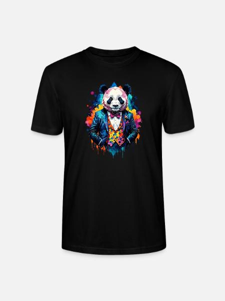 Panda in a suit - Stanley/Stella CRAFTER Unisex Organic T-Shirt - black