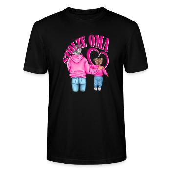 stolze Oma Enkelin Herz - Stanley/Stella Unisex Bio-T-Shirt CRAFTER - Schwarz - Vorne - Alina (178cm) & Michal (187cm)