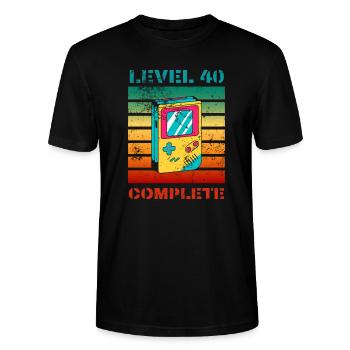 40 Geburtstag. T-Shirt für 40. Game. Level 40. - Stanley/Stella Unisex Bio-T-Shirt CRAFTER - Schwarz - Vorne - Alina (178cm) & Michal (187cm)