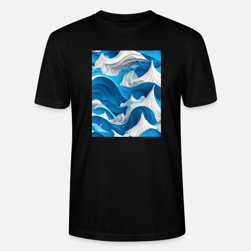 Papier 3D Ocean Waves - T-shirt bio CRAFTER Stanley Stella Unisexe - noir