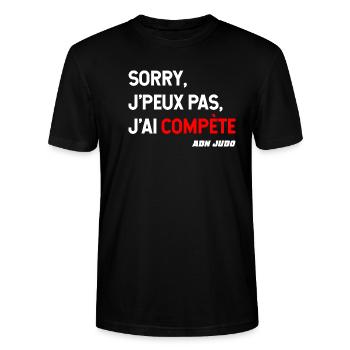 je peux pas COMPÈTE Judo humour - T-shirt bio CRAFTER Stanley Stella Unisexe - noir - Devant - Alina (178cm) & Michal (187cm)