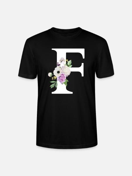 Lila Blumenbuchstabe F - Stanley/Stella Unisex Bio-T-Shirt CRAFTER - Schwarz