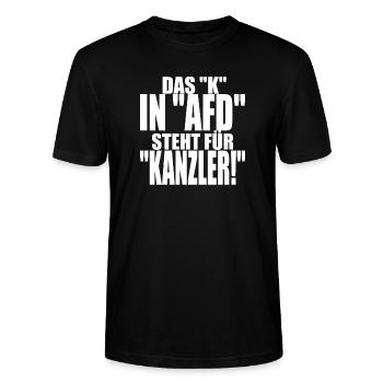 AfD stoppen gegen rechts Demokratie Vielfalt links - Stanley/Stella Unisex Bio-T-Shirt CRAFTER - Schwarz - Vorne - Alina (178cm) & Michal (187cm)