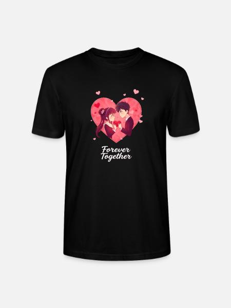 Anime Valentine's Day Design - Stanley/Stella CRAFTER Unisex Organic T-Shirt - black