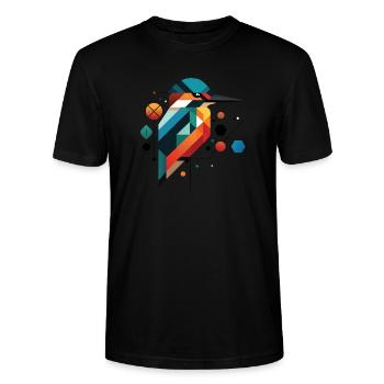 Geometrischer Eisvogel - Kunstvolles - Stanley/Stella Unisex Bio-T-Shirt CRAFTER - Schwarz - Vorne - Alina (178cm) & Michal (187cm)