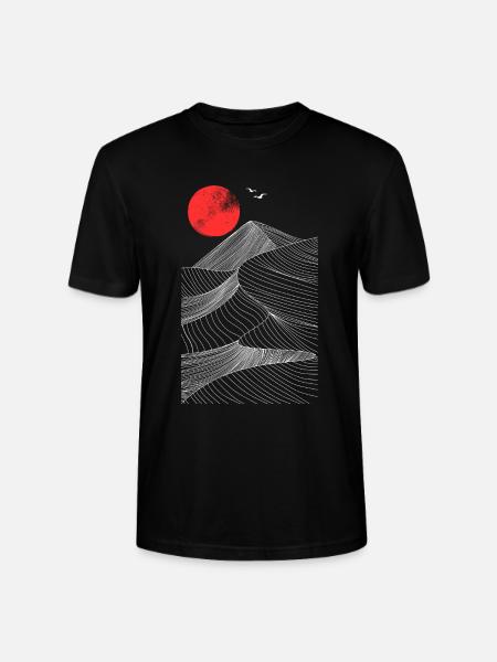 Red Sun Over Mountains Abstract - Stanley/Stella CRAFTER Unisex Organic T-Shirt - black